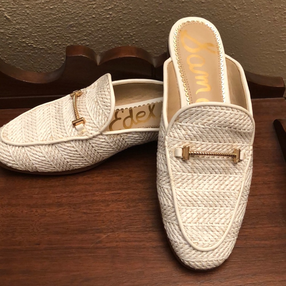 White leather mules
